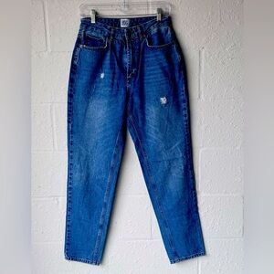 BDG Urban Outfitters Mom Jeans Sz 27 High Rise Distressed Blue Denim Ankle